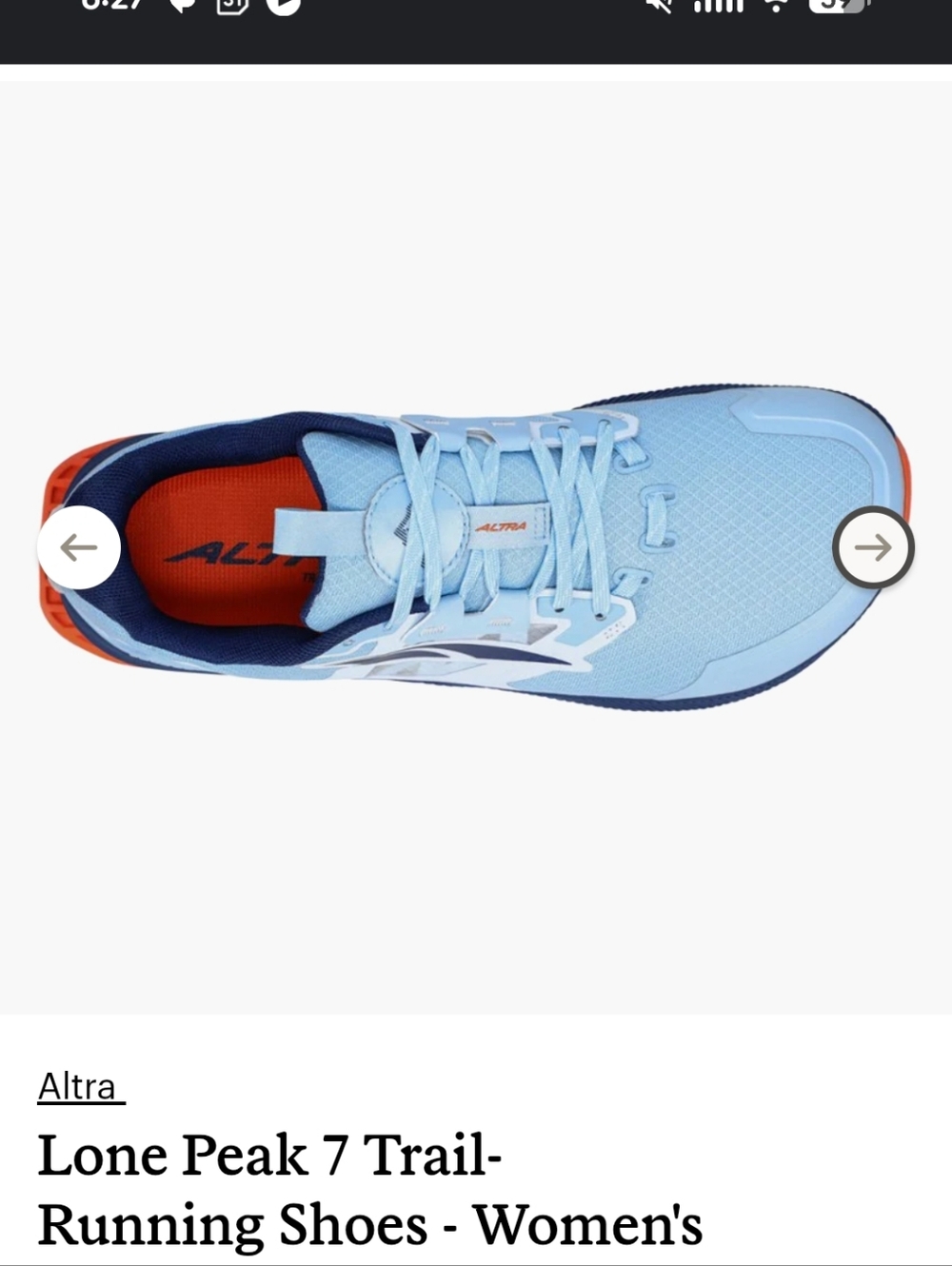 Altra Lone Peak 7 Trail Shoe in Light Blue, Navy & Orange